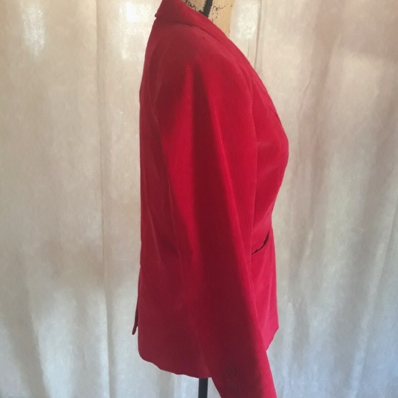 Red Corduroy Classic Single Breasted Women's Lined Blazer Single Button Sz XS - Picture 6 of 15